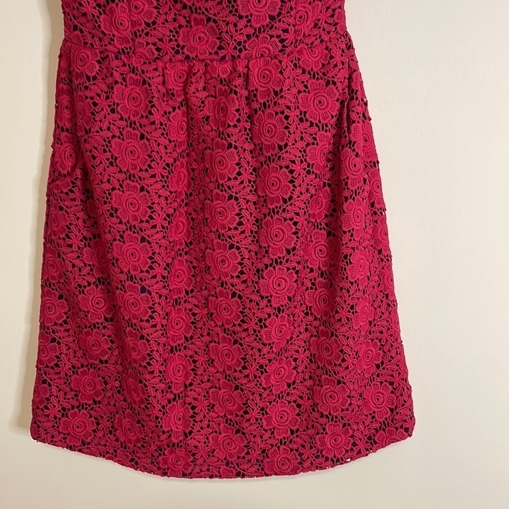 Julie Brown Crochet Dress Strapless SM Pink JB Embroidery Floral Mini Lace Femme - Picture 8 of 16